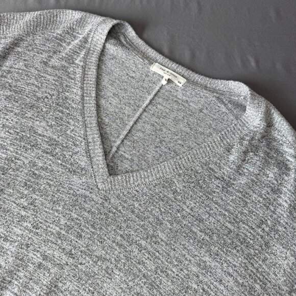 Rag & Bone Grey Avryl V-Neck T-Shirt Short Sleeve Casual Women's Medium Preppy - Picture 1 of 9